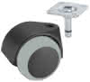Doppelrolle Parkett TPE schwarz Ø50 mm Platte 38x38 mm, TK 40 kg