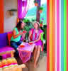 Streifenvorhang aus PE Folie 90x200 cm profiliert bunt