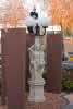 Sandstein XXL-Palisade Dark Red 10x50x300 cm, bruchrauh nachgerichtet