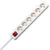 Steckdosenleiste 6xSchuko+Schalter weiss f. Innenbereich, Zuleitung 1,4m/1,5mm²