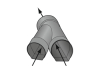 Abzweig DN 100/100zu tunnelf. Rohr, blau 45 Grad links
