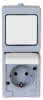 Kombination Standard Schalter/Steckdose grau AP-Feuchtraum
